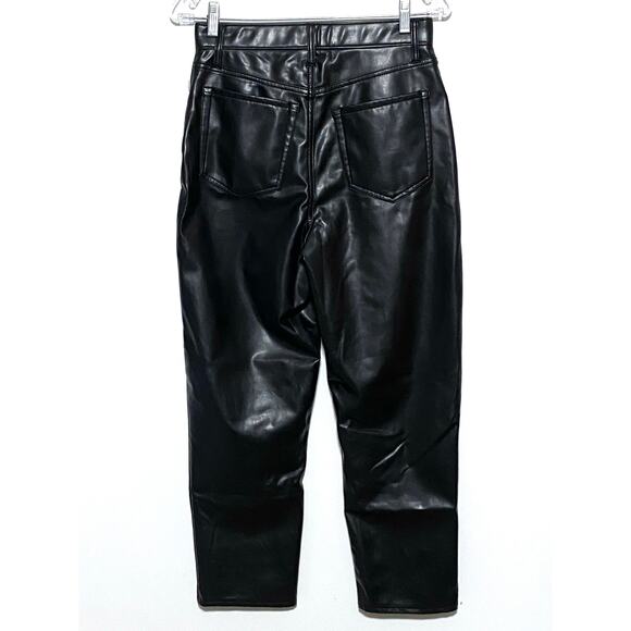Abercrombie The Ankle Straight Ultra High Rise Pants 28/6 Vegan Leather Pleather - Picture 3 of 8